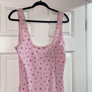 SKIMS pink floral maxi dress